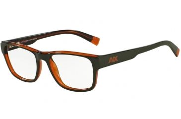 Image of Armani Exchange AX3018 Bifocal Prescription Eyeglasses 8142-53 - Army Green/pumpkin Spice Trans Frame