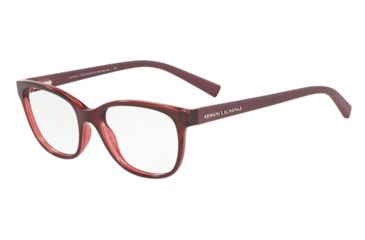 Image of Armani Exchange AX3037 Single Vision Prescription Eyeglasses, 53mm, Transparent Burgundy, AX3037-8118-53-SV