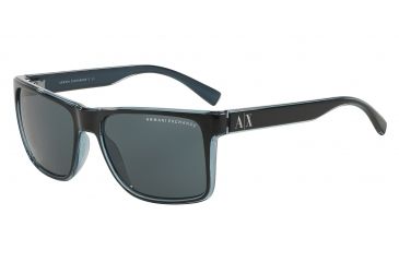 Image of Armani Exchange AX4016 Progressive Prescription Sunglasses AX4016-805187-57 - Lens Diameter 57 mm, Frame Color Black/transp. Blue Grey