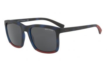 Image of Armani Exchange AX4067S Progressive Prescription Sunglasses AX4067S-823087-55 - Lens Diameter 55 mm, Frame Color Matte Blue Havana/tango Red Mt