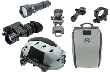 Image of Armasight PVS-14 Gen 3 Multi-Purpose Night Vision Monocular, 1x, White Phosphor IIT, Black w/Team Wendy EXFIL LTP Bump Helmet Rail 3.0, Armasight Gray, M/L &amp; Wilcox AN/PVS-14 Arm Mount