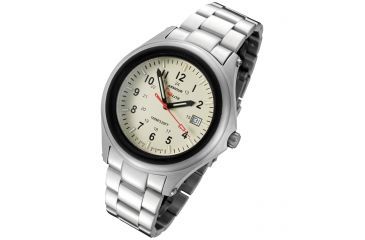 Image of Armourlite 43mm Watch ShatterProof Scratch Resistant High Impact Glass Captain Field Watch, Silver/Cream, Small AL302