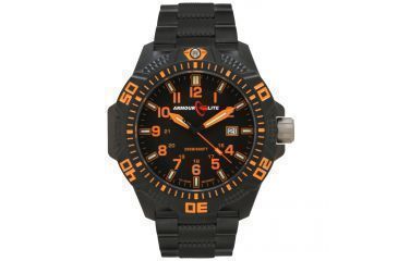 Image of Armourlite Caliber Series Orange Watch With Steel PVD Band, Black/Orange, Small AL622
