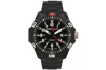 Image of Armourlite Caliber Series White Watch With Steel PVD Band, Black/White, Small AL623