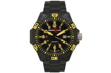 Image of Armourlite Caliber Series Yellow Watch With PVD Band, Black/Yellow, Small AL624