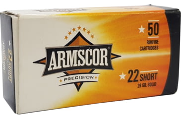 Image of Armscor Precision Inc .22 Short 29 Grain Lead Solid Point Brass Cased Rimfire Ammo, 50 Rounds, 50415-50RD