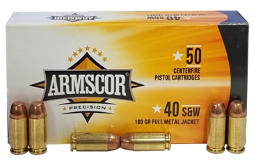 Image of Armscor Precision Inc 50434 Pistol Ammo Copper Plated 40 S&amp;W 180 Gr Full Metal Jacket FMJ 5
