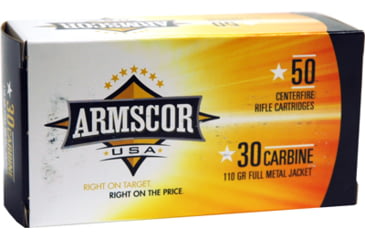 Image of Armscor Precision Inc USA .30 Carbine 110 Grain Full Metal Jacket Brass Cased Rifle Ammo, 50 Rounds, FAC30C-1N-50RD