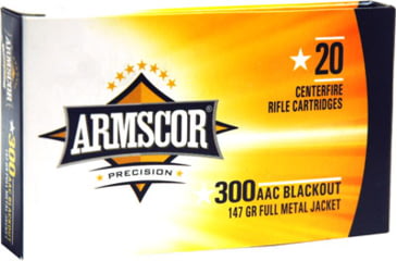 Image of Armscor Precision Inc USA .300 AAC Blackout 147 Grain Full Metal Jacket Brass Cased Rifle Ammo, 20 Rounds, FAC300AAC-1N-20RD