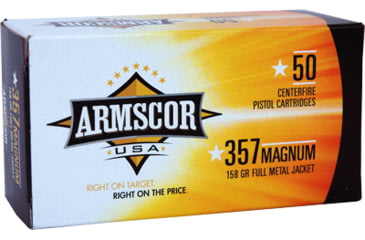 Image of Armscor Precision Inc USA .357 Magnum 158 Grain Full Metal Jacket Brass Cased Pistol Ammo, 50 Rounds, FAC357-6N-50RD