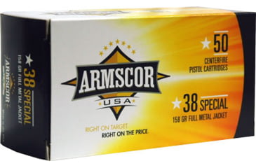 Image of Armscor Precision Inc USA .38 Special 158 Grain Full Metal Jacket Brass Cased Pistol Ammo, 50 Rounds, FAC38-17N-50RD