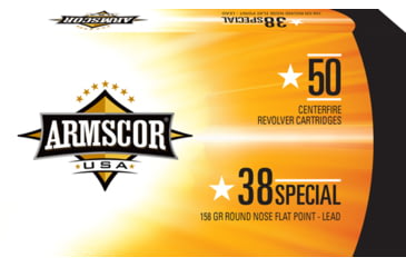 Image of Armscor Precision Inc USA .38 Special 158 Grain Lead Round Nose Brass Cased Pistol Ammo, 50 Rounds, FAC38-5N-50RD