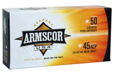 Image of Armscor Precision Inc USA .45 ACP 230 Grain Full Metal Jacket Brass Cased Pistol Ammo, 50 Rounds, FAC45-12N-50RD