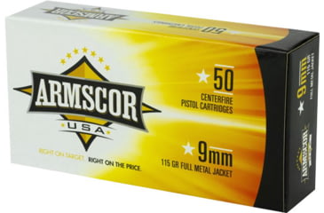 Image of Armscor Precision Inc USA 9mm Luger 115 Grain Full Metal Jacket Brass Cased Pistol Ammo, 50 Rounds, FAC9-2N-50RD