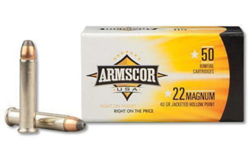 Image of Armscor Precision Inc USA .22 Winchester Magnum Rimfire 40 Grain Jacketed Hollow Point Nickel Plated Brass Ammunition, 50 Rounds, FAC22M-1N-50RD