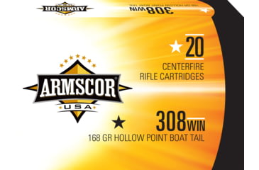 Image of Armscor Precision Inc USA .308 Winchester 168 Grain Hollow Point Boat Tail Brass Cased Rifle Ammo, 20 Rounds, FAC308-2N-20RD