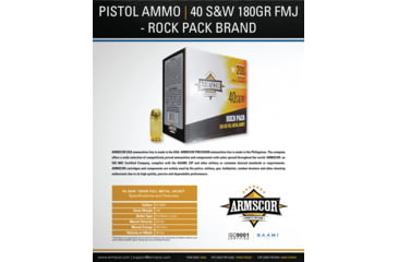 Image of Armscor Precision Inc USA .40 S&amp;W 180 Grain Full Metal Jacket Brass Cased Pistol Ammo, 200 Rounds, 50083-200RD