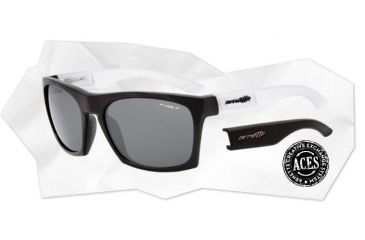 Image of Arnette Dibs Sunglasses - Gloss Black w/ Extra Arms-Matte Clear Frame and Polarized Grey Lens AN4169-03