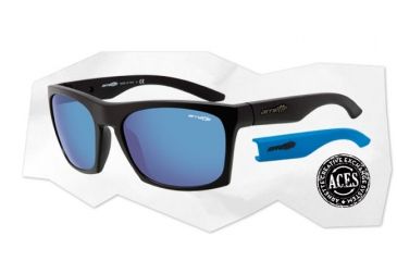 Image of Arnette Dibs Sunglasses - Matte Black w/ Extra Arms-Neon Blue Frame and Blue Mirror Lens AN4169-02