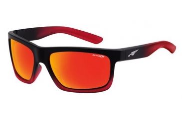 Image of Arnette Easy Money Single Vision Prescription Sunglasses, Black Fade/Cherry Frame, Red Mirror Lens-AN4190-07SV