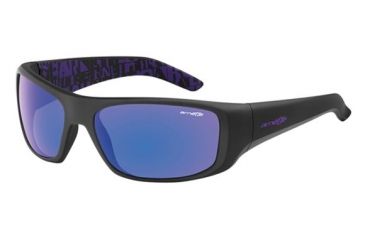 Image of Arnette Hot Shot Progressive Prescription Sunglasses, Fuzzy Black Frame, Purple Mirror Lens-AN4182-02PR