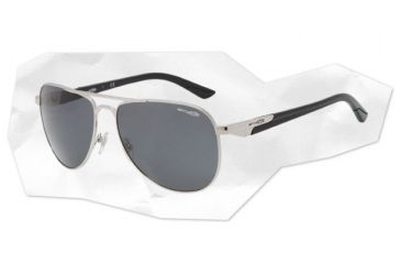 Image of Arnette One Time Sunglasses - Silver w/ Black Temple Frame and Grey  Lens AN3061-03