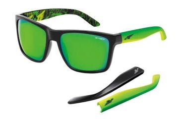 Image of Arnette Witch Doctor Bifocal Prescription Sunglasses, Gloss Black/Green Frame, Citrus Chrome Lens-AN4177-13BI