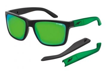 Image of Arnette Witch Doctor Bifocal Prescription Sunglasses, Gloss Black/Gummy Lime Frame, Citrus Chrome Lens-AN4177-15BI