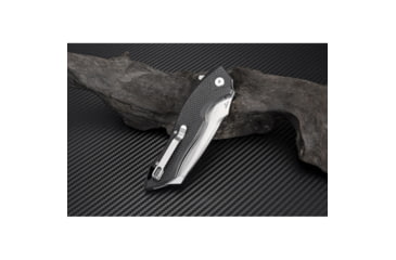 Image of Artisan Cutlery Eagle Linerlock Folding Knife, 5in Closed, 3.63in Stonewash D2 Tool Steel Curved Blade, Black G10 Handle, Pocket Clip, 1816P-BKF