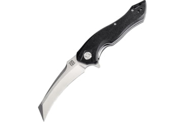 Image of Artisan Cutlery Eagle Linerlock Folding Knife, 5in Closed, 3.63in Stonewash D2 Tool Steel Curved Blade, Black G10 Handle, Pocket Clip, 1816P-BKF