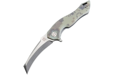 Image of Artisan Cutlery Eagle Linerlock Folding Knife, 5in Closed, 3.63in Stonewash D2 Tool Steel Curved Blade, Camo G10 Handle, Pocket Clip, 1816P-CGF