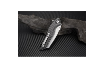 Image of Artisan Cutlery Eagle Linerlock Folding Knife, 5in Closed, 3.63in Stonewash D2 Tool Steel Curved Blade, Carbon Fiber Handle, Pocket Clip, 1816P-CF