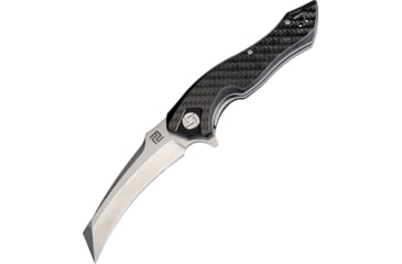 Image of Artisan Cutlery Eagle Linerlock Folding Knife, 5in Closed, 3.63in Stonewash D2 Tool Steel Curved Blade, Carbon Fiber Handle, Pocket Clip, 1816P-CF