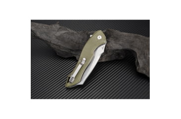 Image of Artisan Cutlery Eagle Linerlock Folding Knife, 5in Closed, 3.63in Stonewash D2 Tool Steel Curved Blade, Green G10 Handle, Pocket Clip, 1816P-GNF