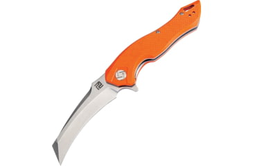 Image of Artisan Cutlery Eagle Linerlock Folding Knife, 5in Closed, 3.63in Stonewash D2 Tool Steel Curved Blade, Orange G10 Handle, Pocket Clip, 1816P-OEF