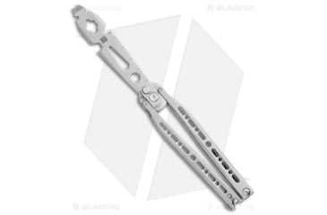 Image of Artisan Cutlery Kinetic-Tool Automatic Butterfly Knife, 4.00in, Stainless Steel, Spear Point Blade, Steel Gray Handle, Steel/Gray, 9.625in, BHQ-112057