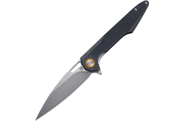 Image of Artisan Cutlery Small Archaeo Linerlock Folding Knife, 3 stonewash finish D2 tool steel blade, Black textured G10 handle, 1821PS-BKF