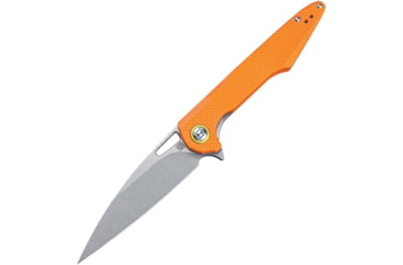 Image of Artisan Cutlery Small Archaeo Linerlock Orange Folding Knife, 3 stonewash finish D2 tool steel blade, Orange textured G10 handle, 1821PS-OEF