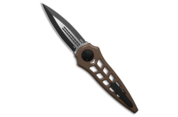 Image of Asheville Steel Paragon Warlock Enchanter Skeletonized Folding Knife, 3.80in, CPM S35VN, Aluminum, Brown Handle, Brown/Black, 9.25 inch, BHQ-188362