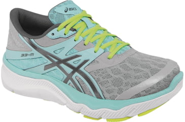 Image of Asics 33-M Road Running Shoe - Womens-Grey/Charcoal/Mint-Medium-7.5 US