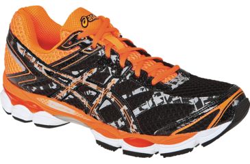 Image of Asics Gel-Cumulus 16 Lite-Show Road Running Shoe - Men's-Onyx/Blk/Orange-Medium-10 US