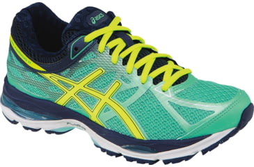 Image of Asics Gel-Cumulus 17 Road Running Shoe - Womens-Aqua/Yellow/Navy-Medium-7 US