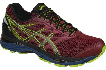 Image of Asics Gel-Cumulus 18 GTX Road Running Shoe - Men's-Pomegr/Blk/Sulphur-Medium-9.5