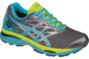 Image of Asics Gel-Cumulus 18 GTX Road Running Shoe - Women's-Alu/Aquarium/Lime-Medium-8
