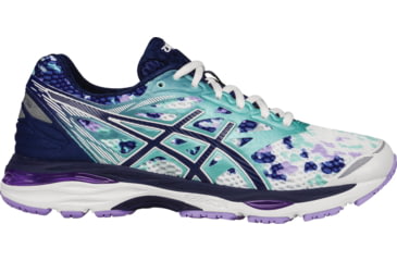 Image of Asics Gel-Cumulus 18 Road Running Shoe - Women's-White/Indigo Blue/Lavender-Medium-6
