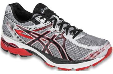 Image of Asics Gel-Flux 3 Road Running Shoe - Men's-Silver/Onyx/Racing Red-8-Medium