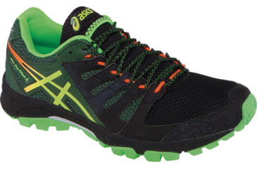 Image of Asics Gel-Fujiattack 4 Trail Running Shoe - Mens-Onyx/Yellow/Green-Medium-10 US