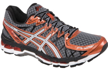 Image of Asics Gel-Kayano 20 Road Running Shoe - Men's-Grey/Orange-Medium-9.5 US