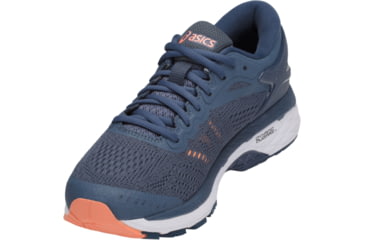 Image of Asics GEL-Kayano 24 Road Running Shoes - Women's, Smoke Blue/Dark Blue/Canteloupe, Wide, 10 US T7A5N.5649-10