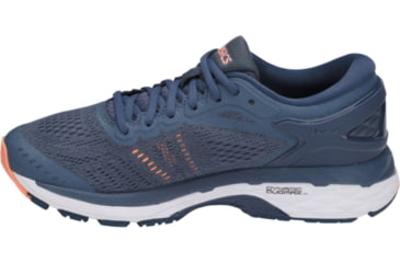 Image of Asics GEL-Kayano 24 Road Running Shoes - Women's, Smoke Blue/Dark Blue/Canteloupe, Wide, 10 US T7A5N.5649-10